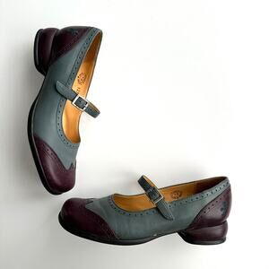 John Fluevog Kathy Teal & Purple Perforated Mary Jane Made in Portugal Shoes 7.5